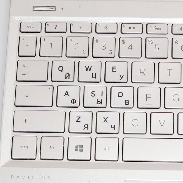 Нестирающаяся наклейка на клавіатуру N-S Укр/ Англ/ Рус Прозрачные + белый 1104 фото