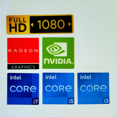Набор наклеек для ноутбука Core i3, Core i5, Core i7, AMD Radeon, Nvidia, Full HD 1100 фото