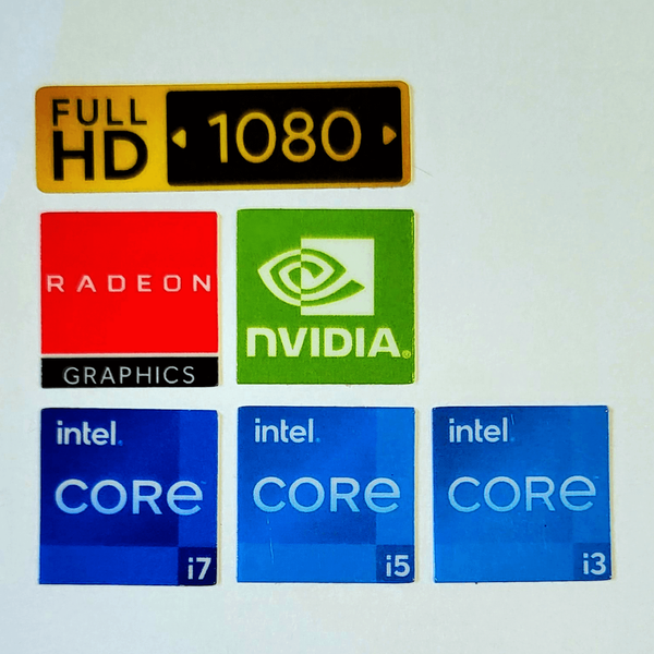 Набір налiпок для ноутбука Core i3, Core i5, Core i7, AMD Radeon, Nvidia, Full HD 1100 фото