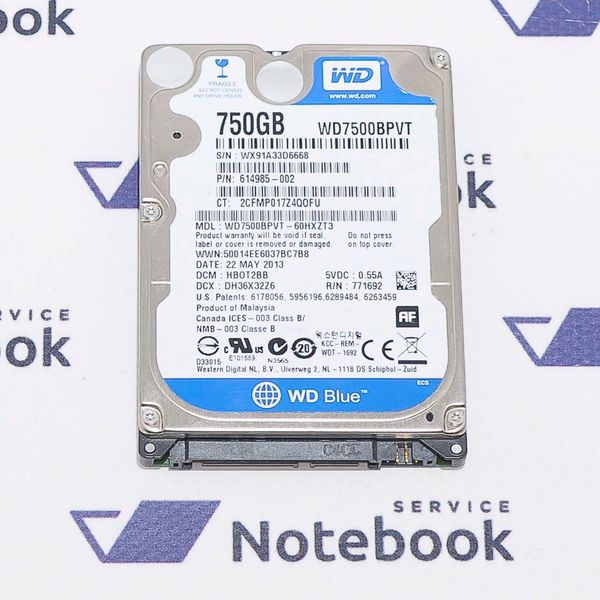 Жорсткий диск HDD Western Digital Blue 750GB 5400rpm 8MB WD7500BPVT 2.5 SATAII 537641 фото