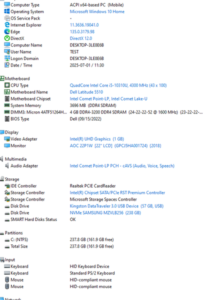 Материнська плата Dell Latitude 5510 (fdw50 la-j381p / i5-10310U) Гарантія 300002169 фото