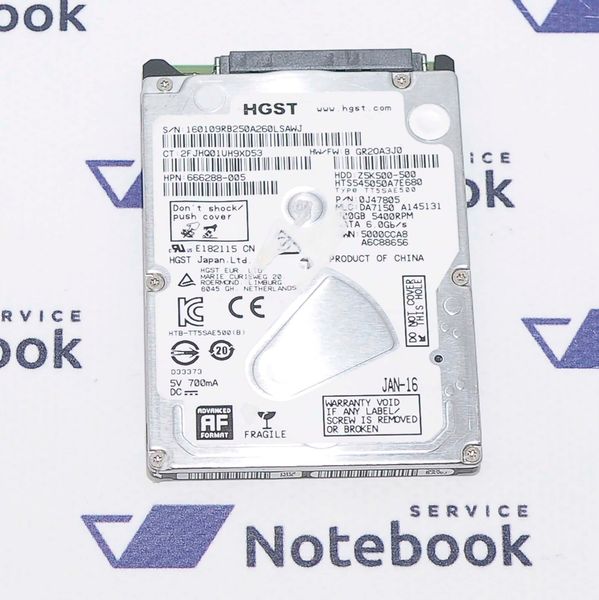 Жесткий диск HDD HGST Travelstar Z5K500 500Gb 5.4K 6G SATA 2.5 HTS545050A7E680 510095 фото