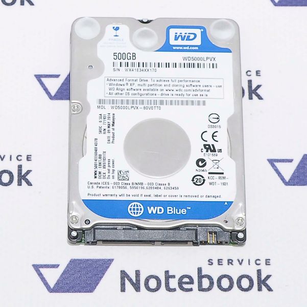 Жесткий диск HDD Western Digital Blue 500GB 5400rpm 8MB WD5000LPVX 2.5" SATAIII 537658 фото