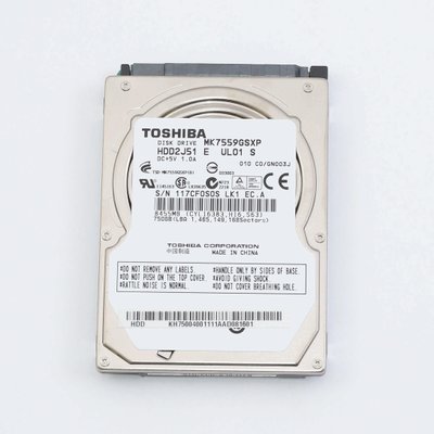 Жесткий диск HDD Toshiba 750GB 5400rpm 8Mb 2.5" SATA II MK7559GSXP 409436 фото