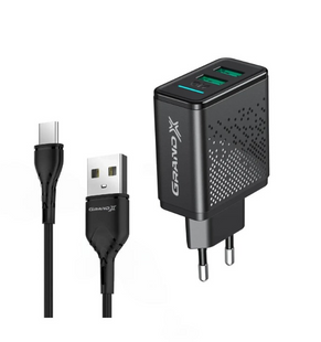 Зарядний пристрій Grand-X CH-60T 2USB 5V 3,1A + cable Type-C 434070 фото