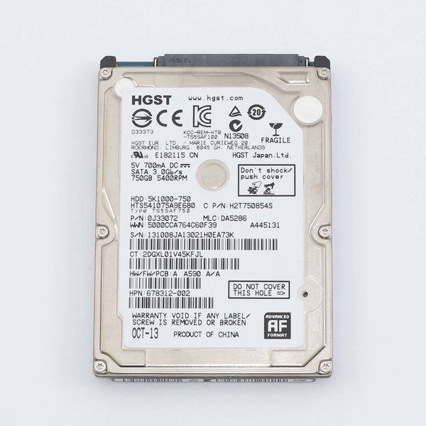 Жесткий диск HDD HGST 750GB 5400rpm 8Mb 2.5" SATA III HTS541075A9E680 0J33072 409672 фото